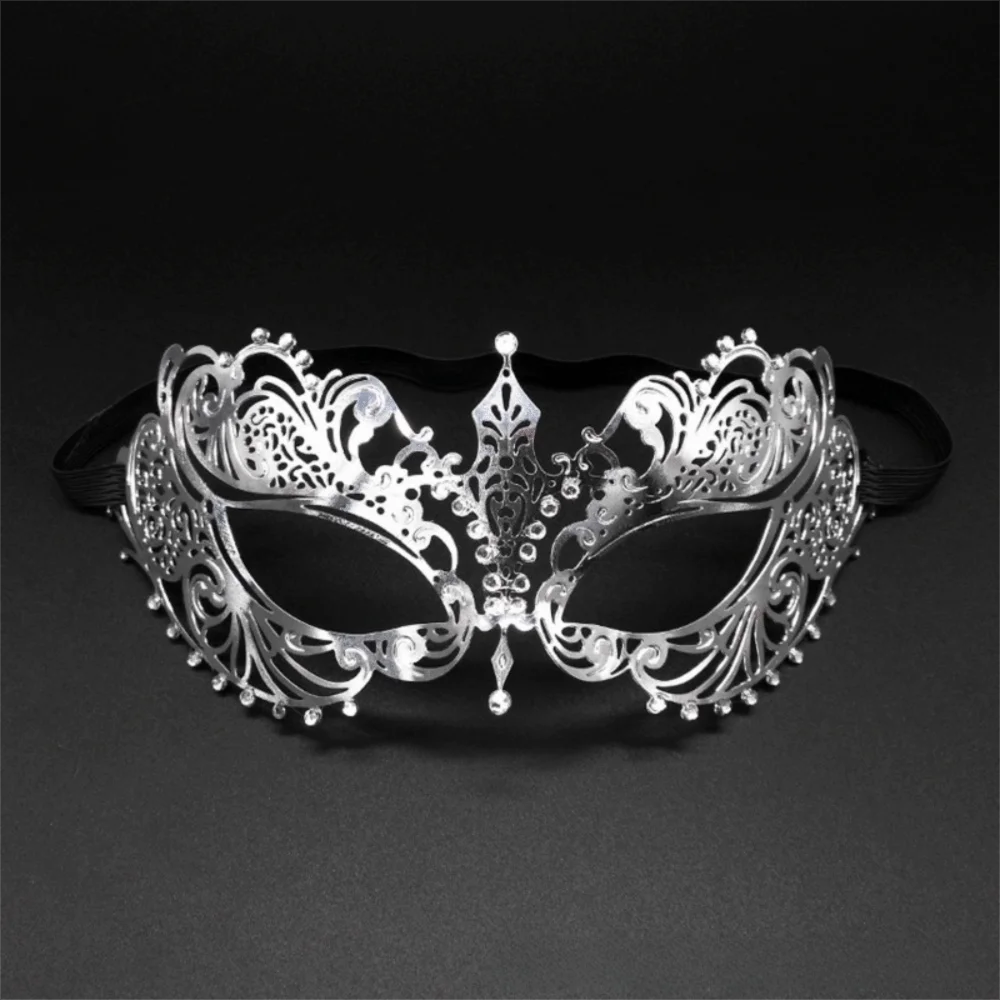 Vintage Lace Metal Masquerade Half Face Mask – Diamond Inlay