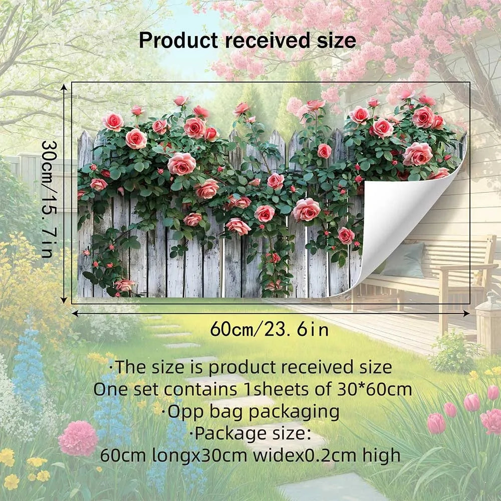 Multicolor Flower Fence Wall Sticker – Self-Adhesive Decal