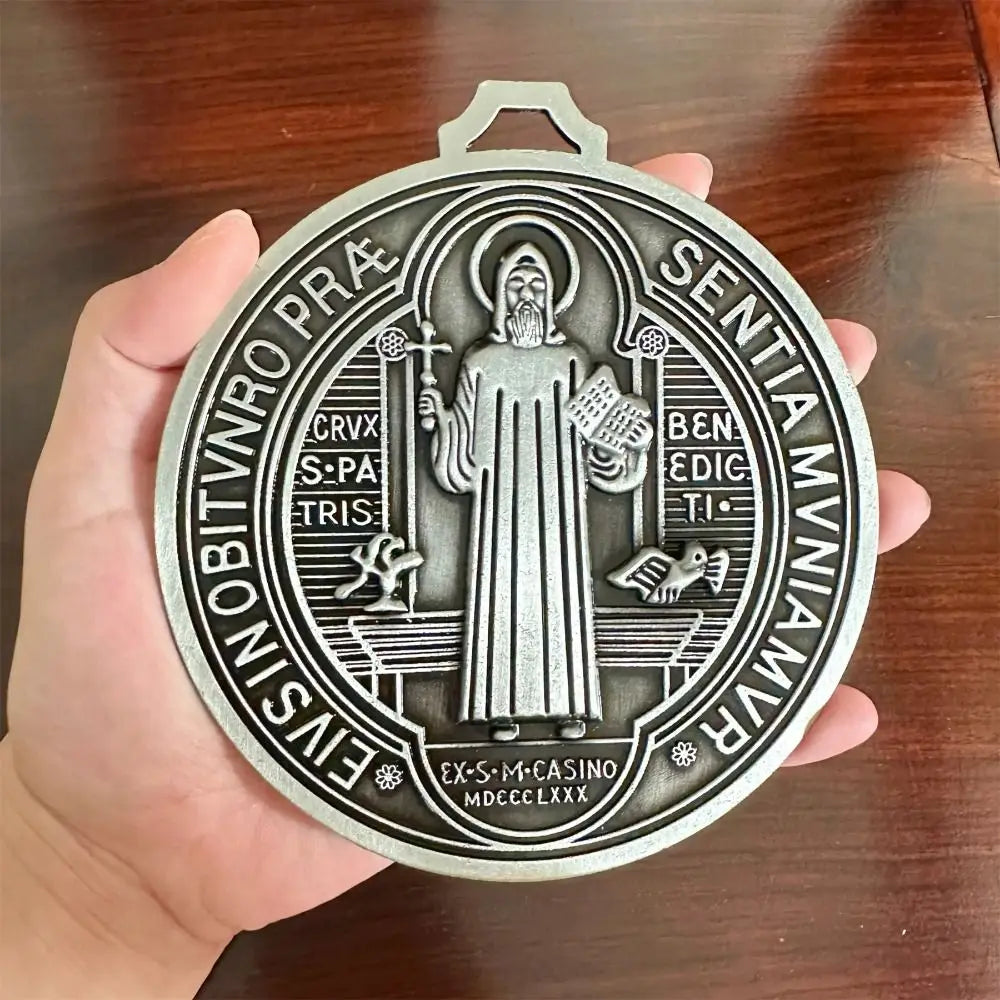 Extra Large Saint Benedict Medal 5-Inch Zinc Alloy Pendant
