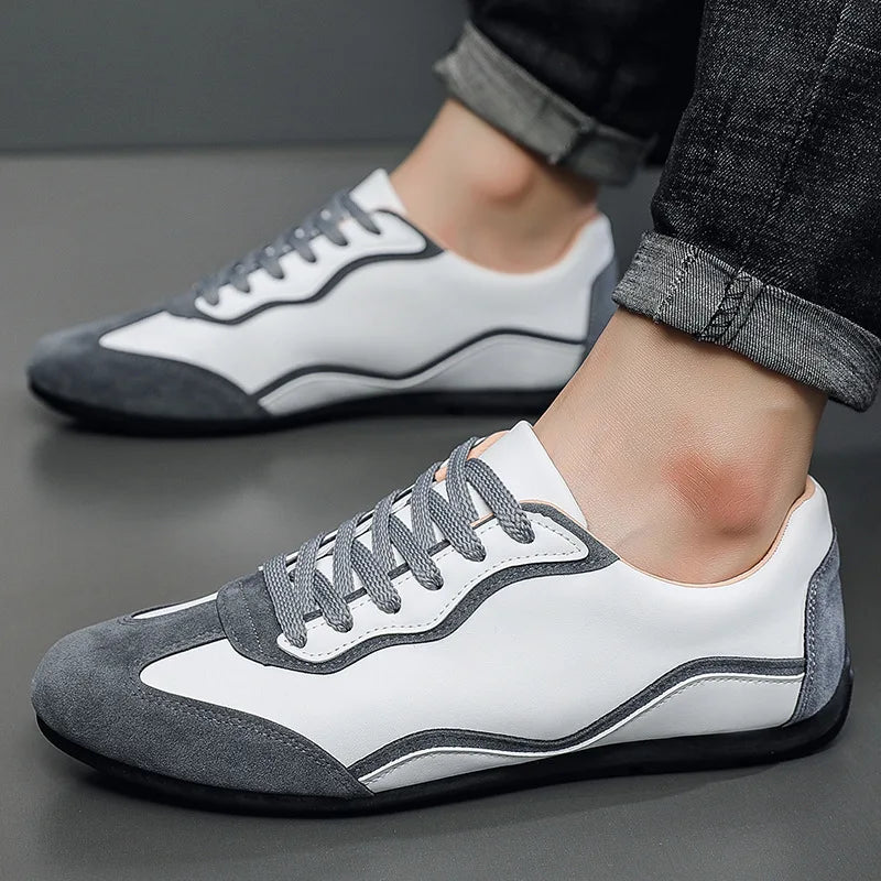 LEDP Men's Casual Lace-Up Flat Sneakers | Breathable Walking Shoes