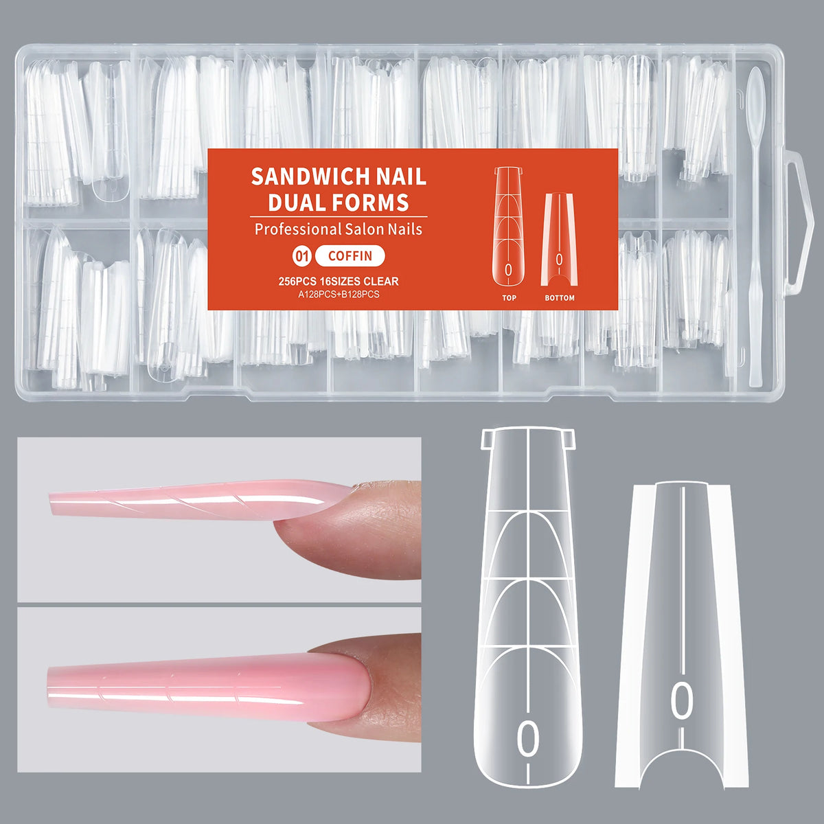 256-Piece Dual Nail Extension Forms – Full Cover Gel Tips