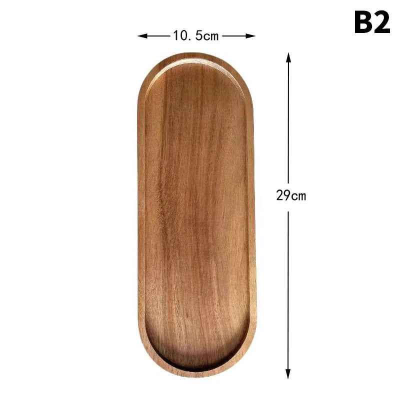Japanese Solid Wood Round Serving Tray – Snack & Dessert Plate