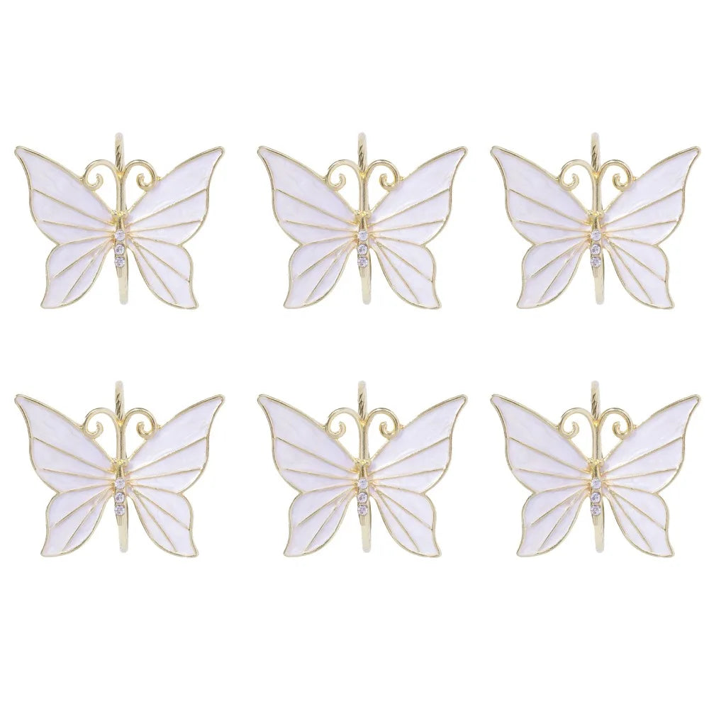 Butterfly Napkin Rings Set of 6 – White Alloy Table Décor