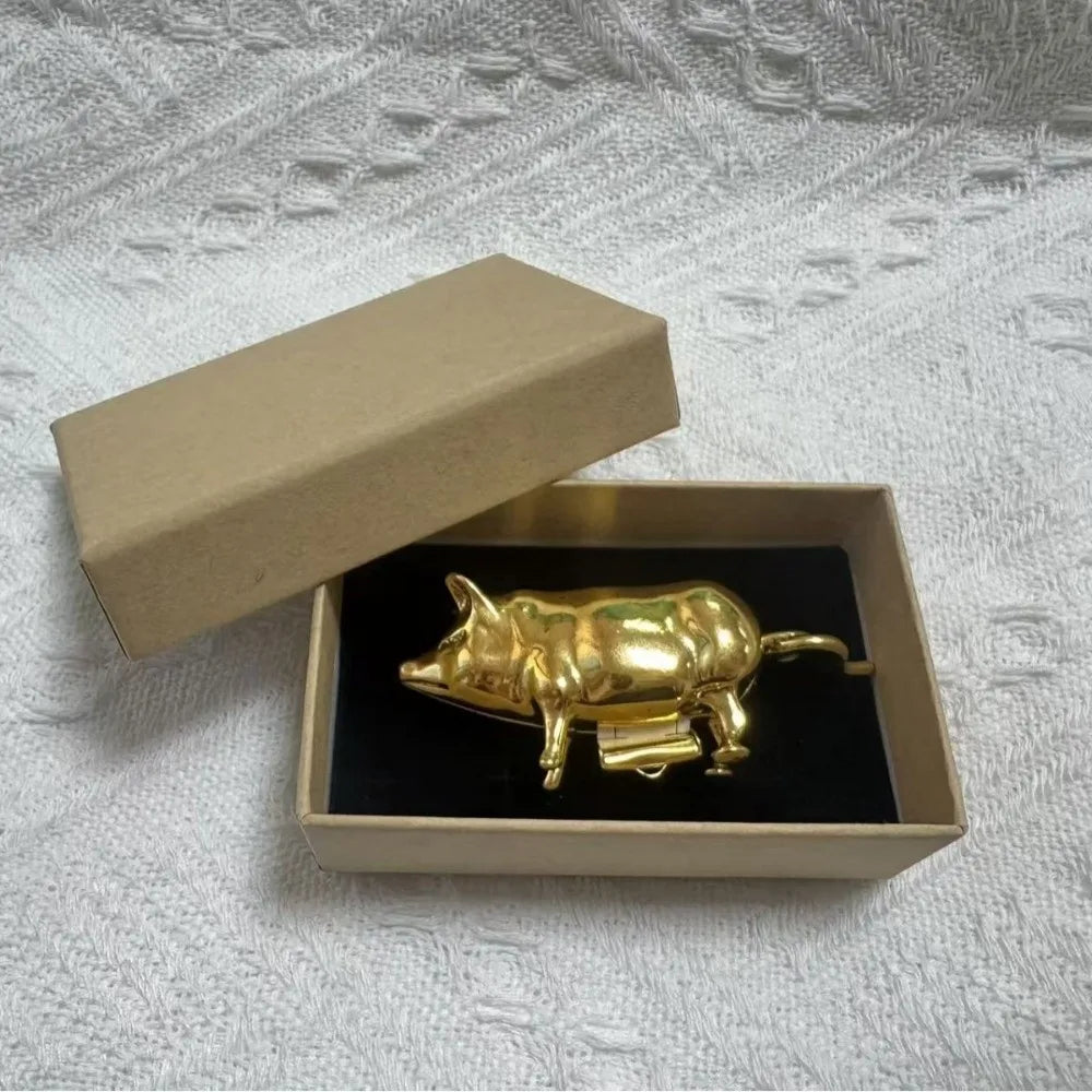 Antique Mini Pig Tape Measure – Retractable Metal 1.5M Tool
