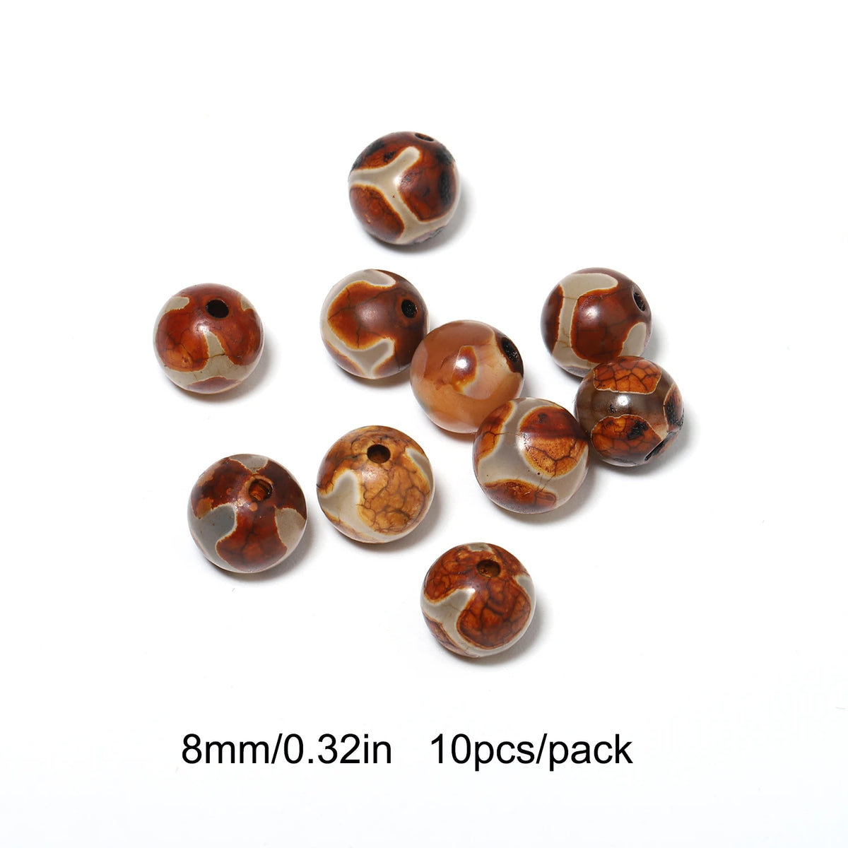 Tibetan Dzi Agate Natural Stone Round Beads | DIY Jewelry