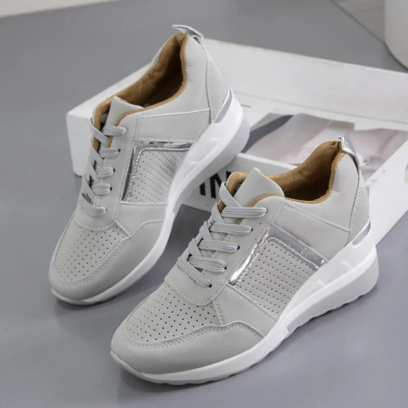 Women's Wedge Platform Sneakers – Lace-Up Breathable Sport Shoes