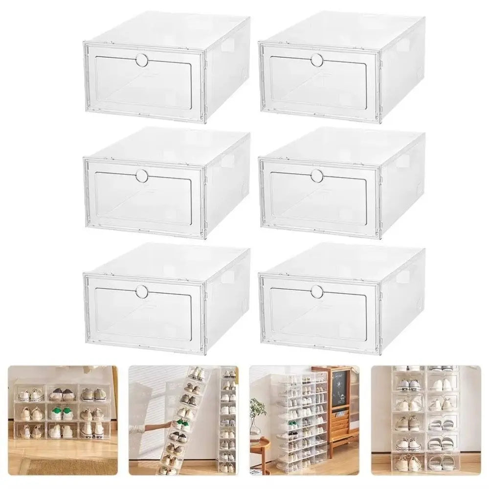 Stackable Transparent Shoe Boxes – Dustproof Plastic Organizer