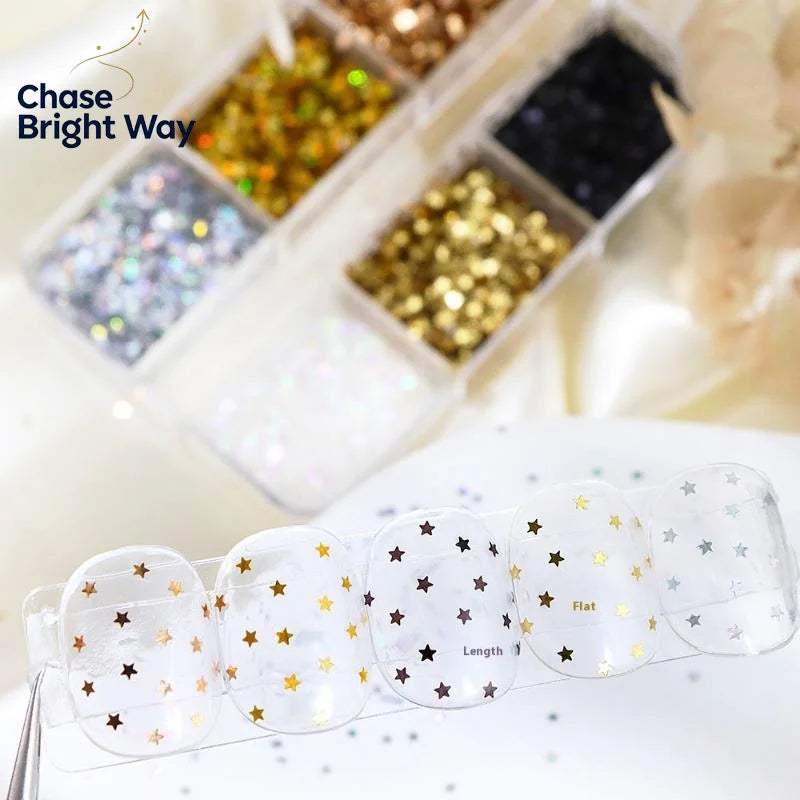 1mm Star Nail Glitter – 6-Color Pentagram DIY Nail Art Sequins