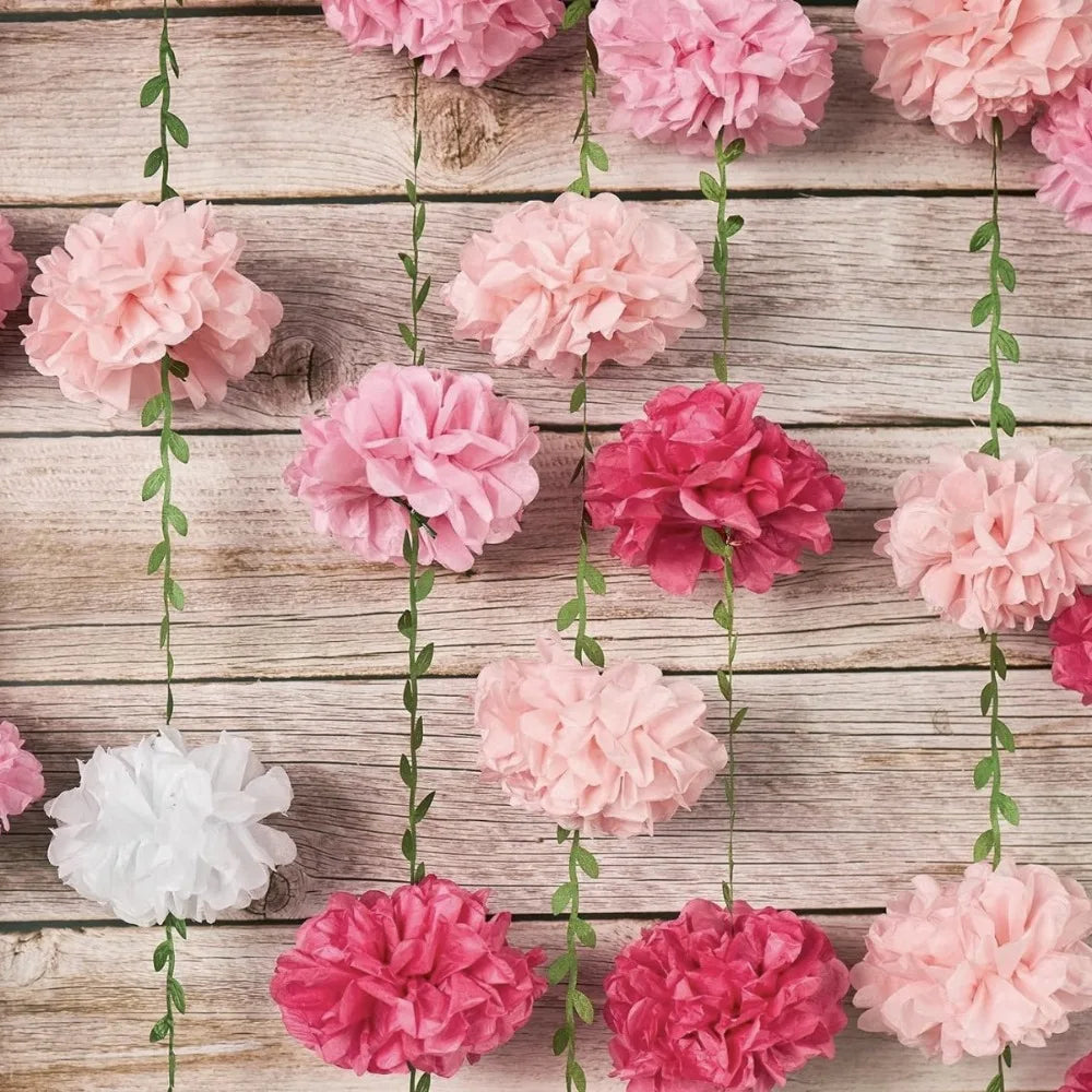 Tissue Paper Pom Pom Garland 2.5m – Hanging Party Décor