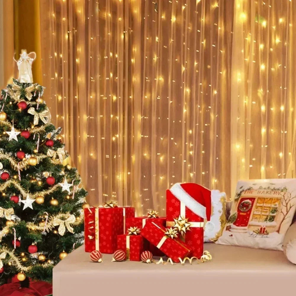 Christmas LED Curtain Fairy Light 3×3M 300 LEDs USB Remote