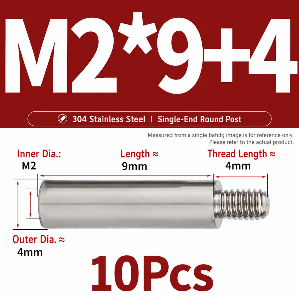 M2–M10 304 Stainless Steel PCB Standoff Spacer Pillars – 10 Pack