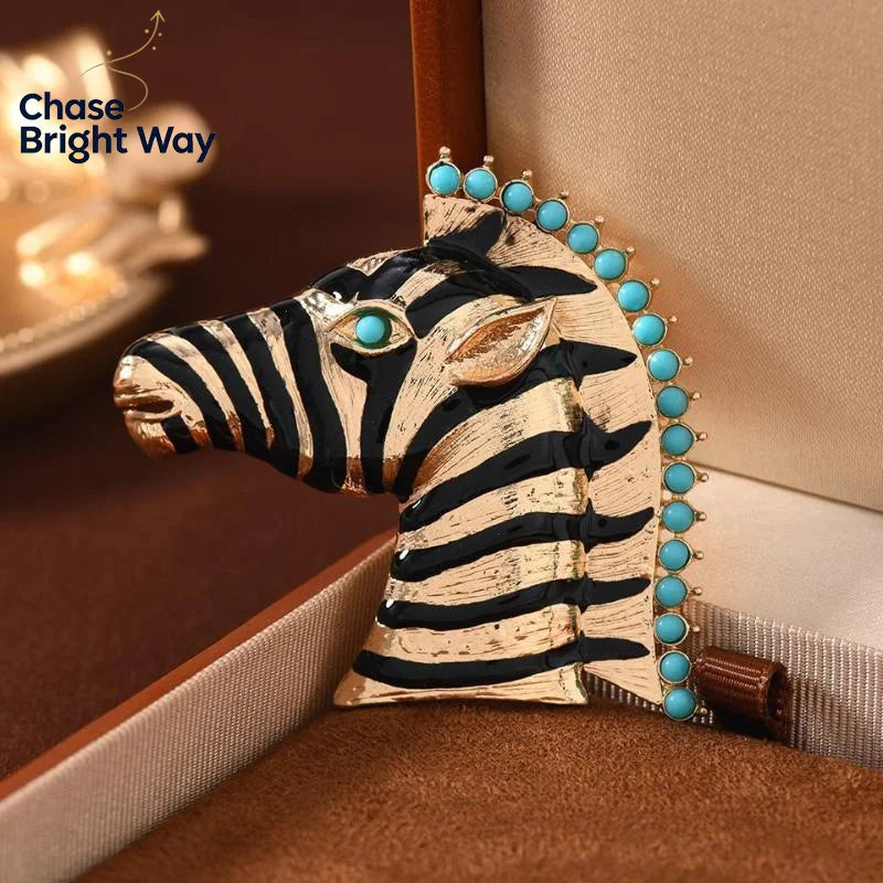 Vintage Metal Zebra Brooch – Unisex Animal Lapel Pin