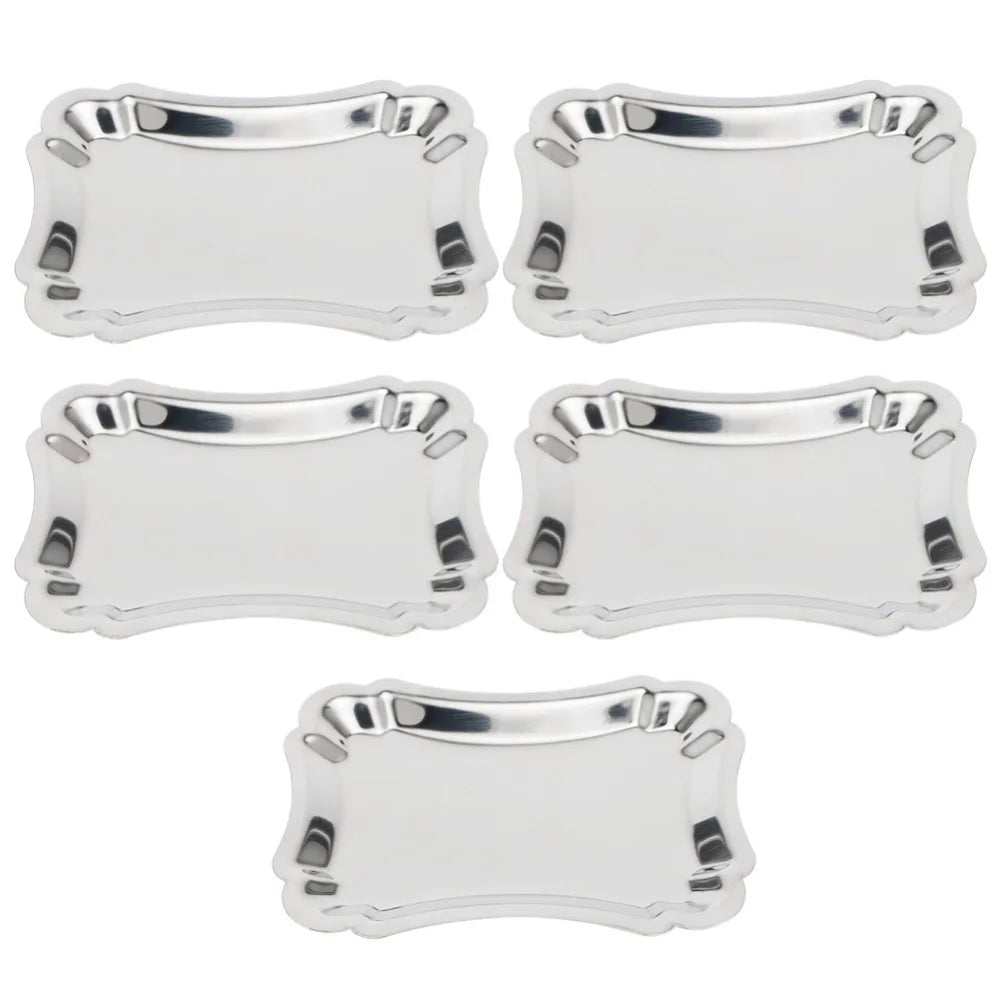 5-Pack Stainless Steel Serving Trays | Multi-Size Snack Plates