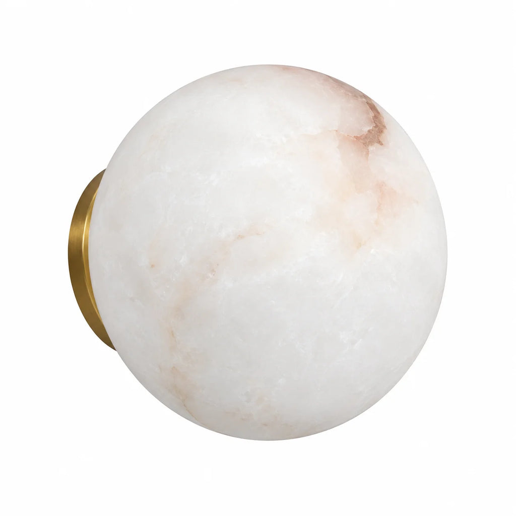 Round Natural Marble LED Wall Sconce | Modern Stone Light