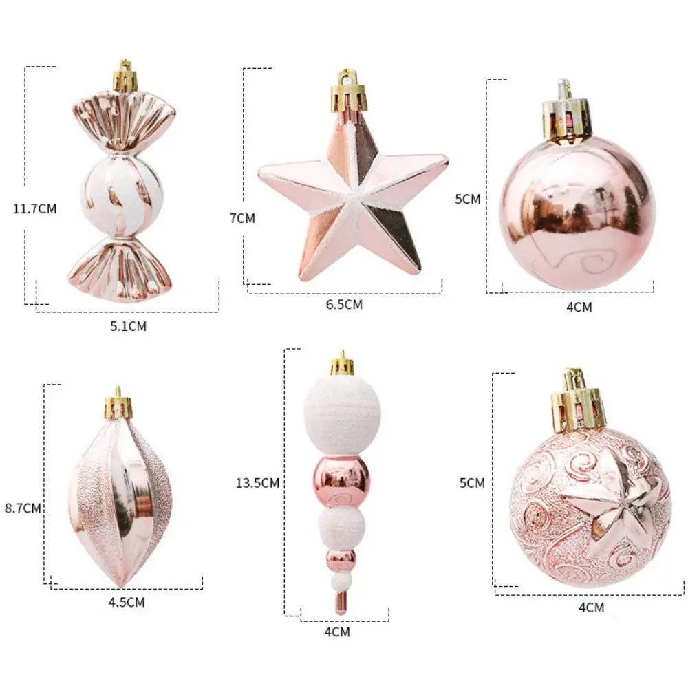 Mixed Shape Christmas Ornament Balls – Red, Gold & Rose Gold