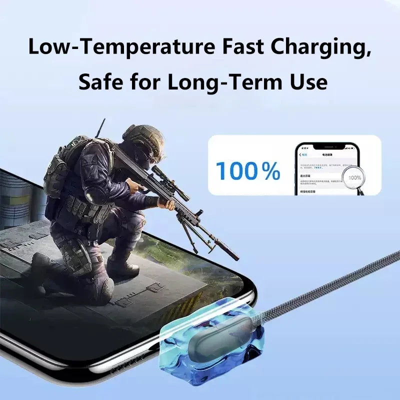 100W USB-A to USB-C 90° Fast Charging Braided Cable | 6A