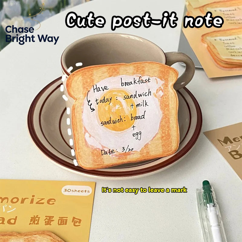 Toast Shape Sticky Notes – 30-Sheet Fun Novelty Notepad