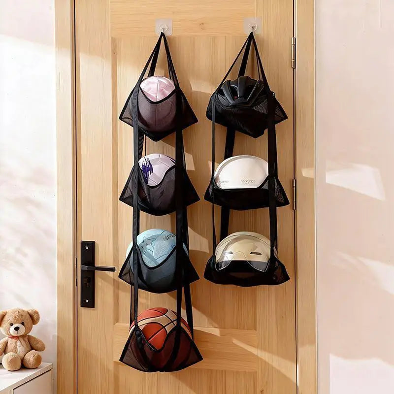 Wall-Mounted Mesh Ball Storage Organizer – 3 or 4 Tier