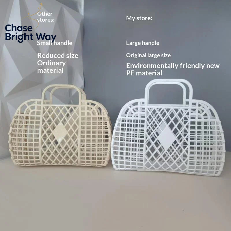 Waterproof Hollow Jelly Tote Basket – Beach, Bath & Storage