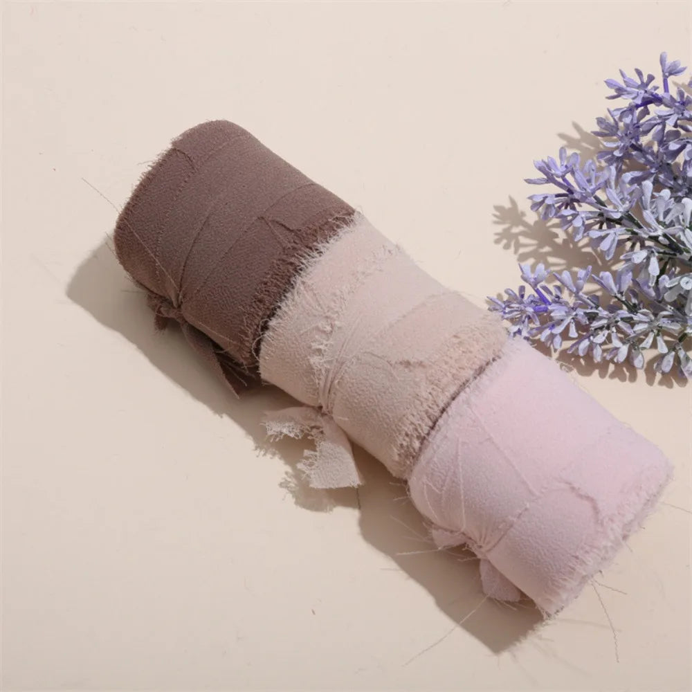 3-Roll Fringe Chiffon Ribbon – 5m DIY Wedding & Craft Décor