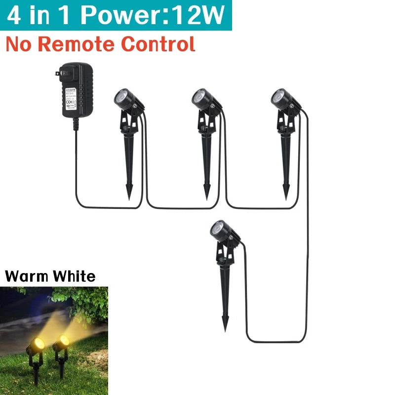 Outdoor RGB LED Lawn Spike Lamp IP65 Remote Control Garden Light