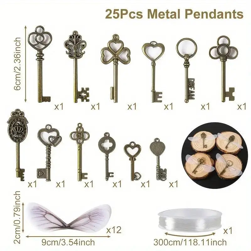 Vintage Filigree Flying Keys with Dragonfly Wings – DIY Decor