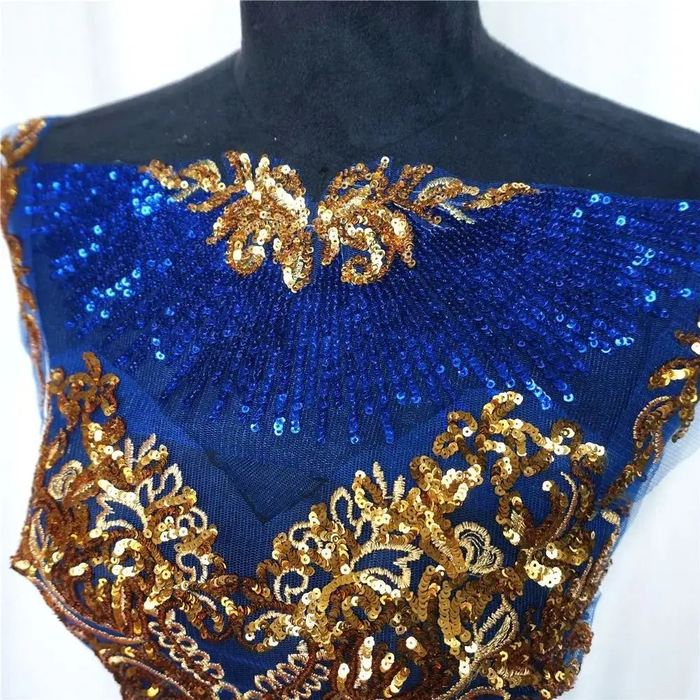 Gold Sequin Flower Applique Patches – 6-Piece Sew-On Set