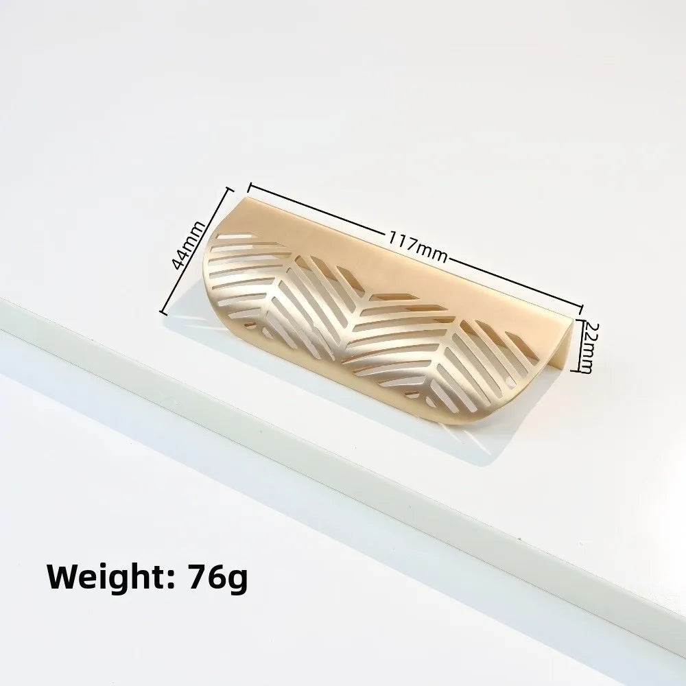Zinc Alloy Hollow Leaf Cabinet Drawer Pull Handle | Curved Grip
