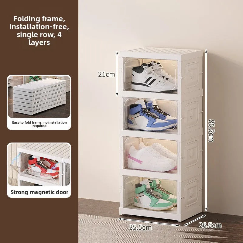 Multi-Tier Clear Shoe Rack | Dust-Proof Transparent Cabinet