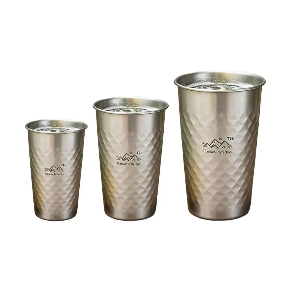 Titanium-Finish Stainless Steel Camping Cup 350–600ml | 1–3 Pack