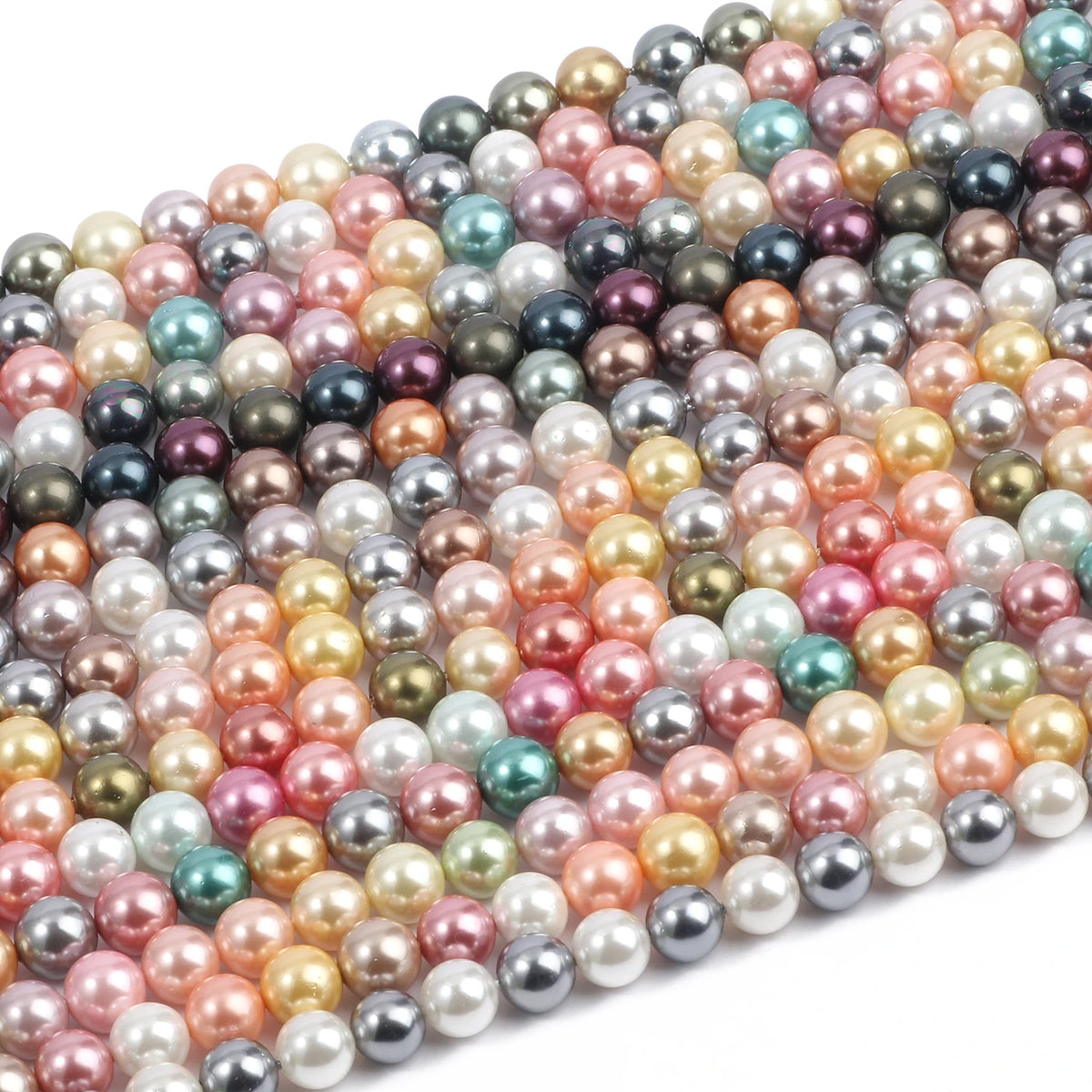 Multicolor Round Shell Pearl Beads for DIY Jewelry Making 6–12mm