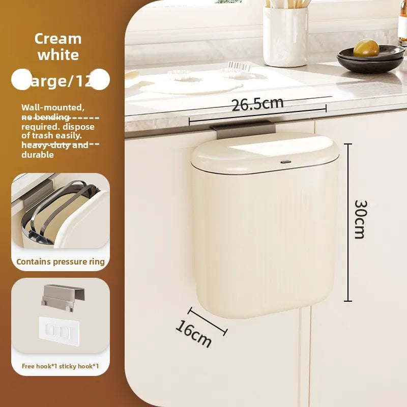 Wall-Mounted Slide-Open Trash Can – Kitchen & Bathroom