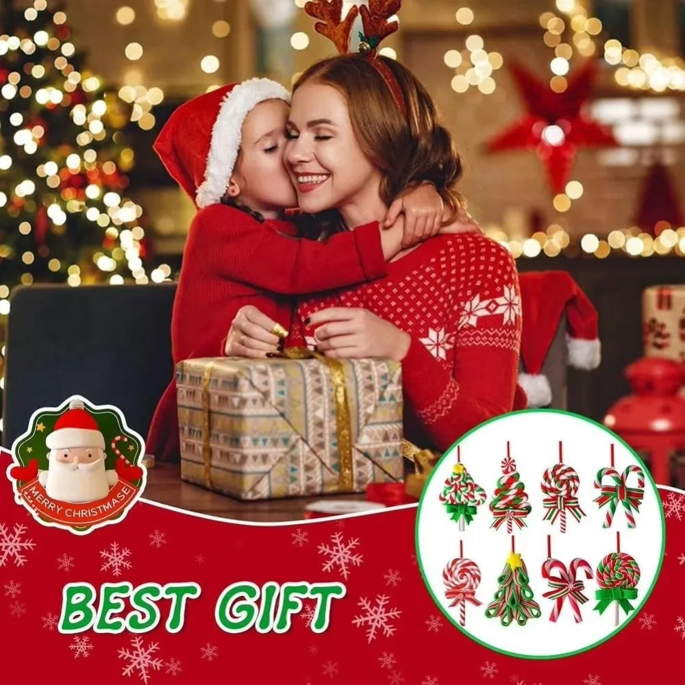 Wooden Christmas Lollipop Ornaments – 12/16 Pc Handmade Set