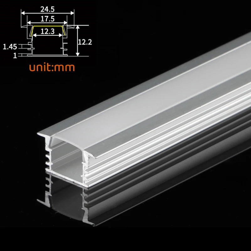 U-Shape LED Aluminum Profile Channel 50cm – Black/Milky Cover