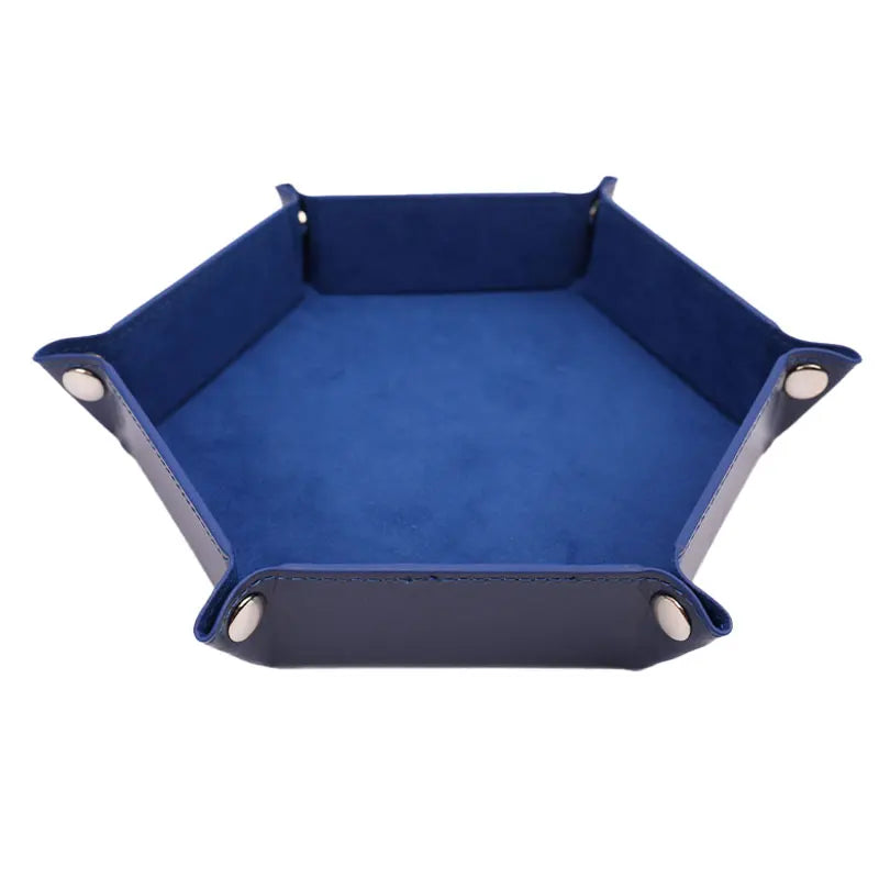 Foldable PU Leather Dice Tray – Hexagon Folding Game Tray