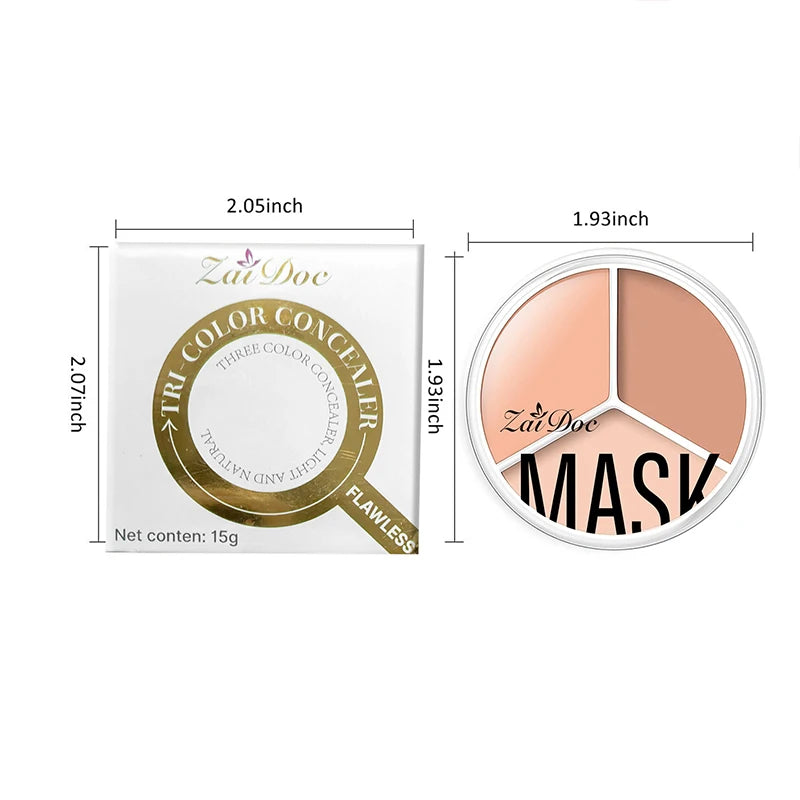 ZaiDoc 3-Color Concealer Palette – Full Coverage Cream