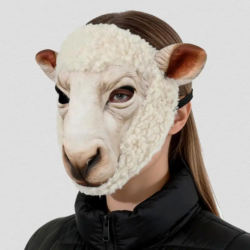 Realistic Sheep Head Mask – Plush EVA Halloween Cosplay