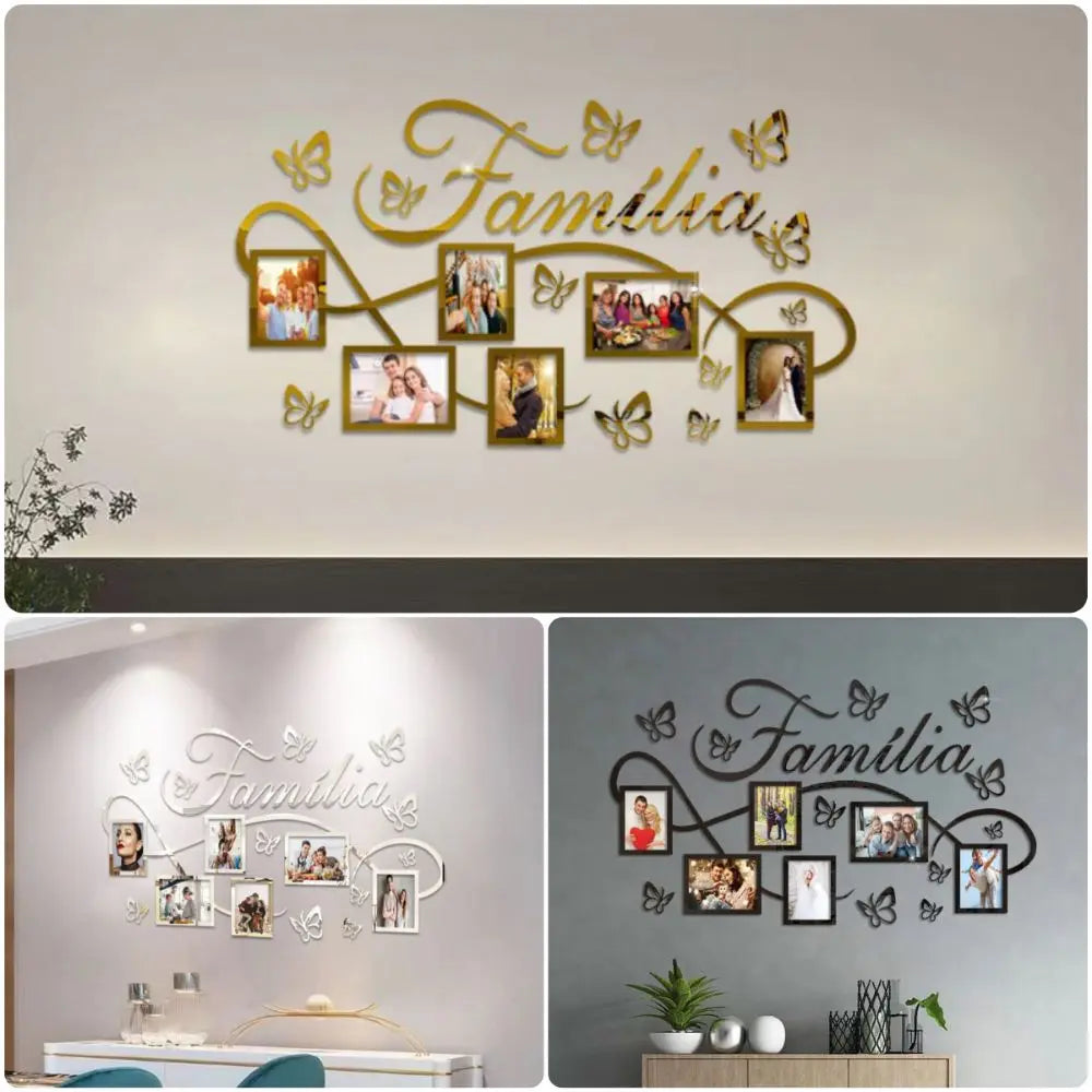 3D Acrylic Mirror Photo Frame Wall Stickers | 100×60cm Decal