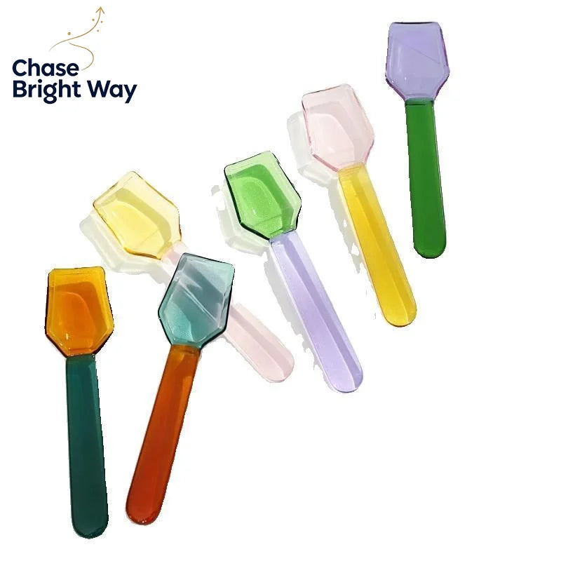 Colorful Borosilicate Glass Dessert Spoon – Short Handle Gift