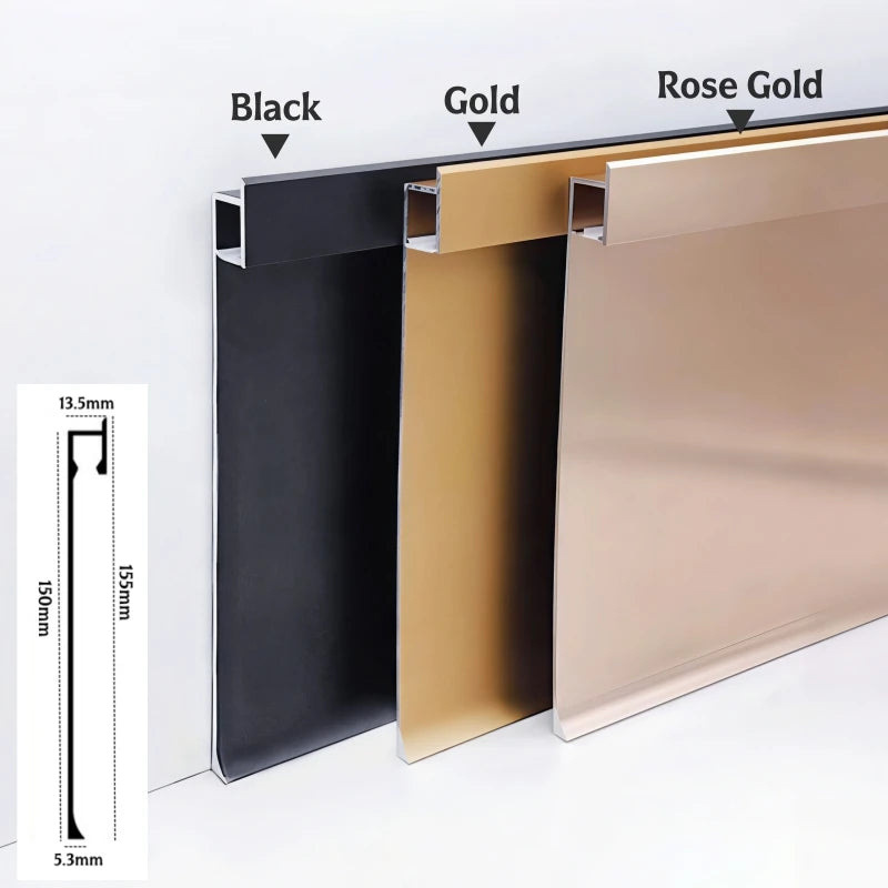 Ultra-Thin Recessed LED Skirting Baseboard Aluminum Profile 150mm