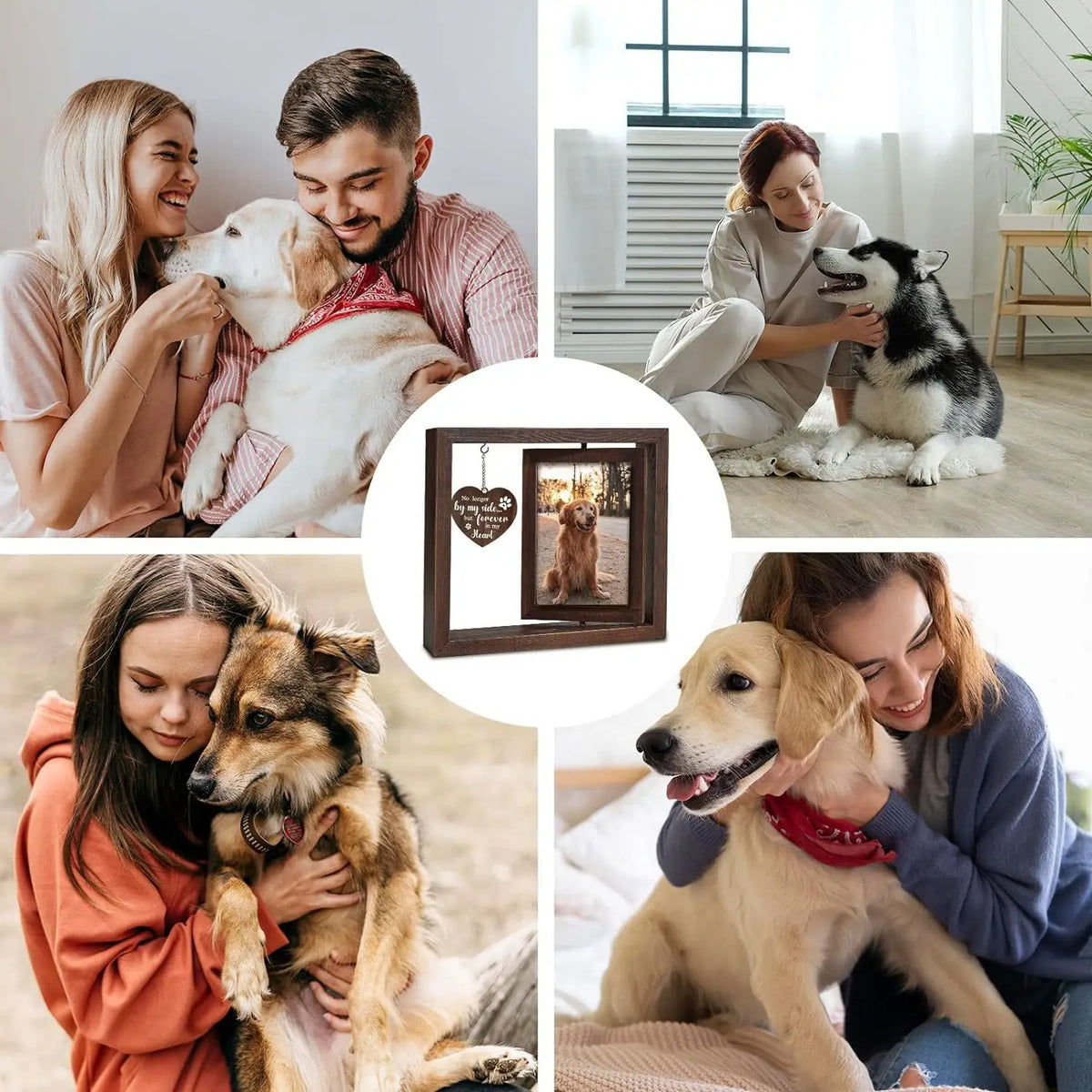 Rotatable 4x6 Wooden Pet Memorial Photo Frame | Customizable