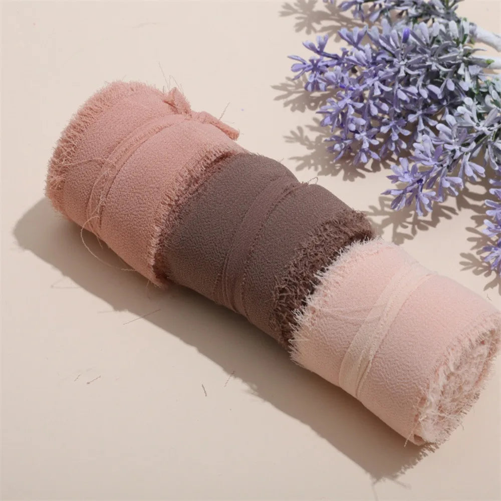 3-Roll Fringe Chiffon Ribbon – 5m DIY Wedding & Craft Décor