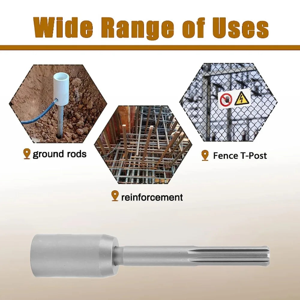 SDS MAX T Post Driver – Forged Steel Fence Post Drill Attachment