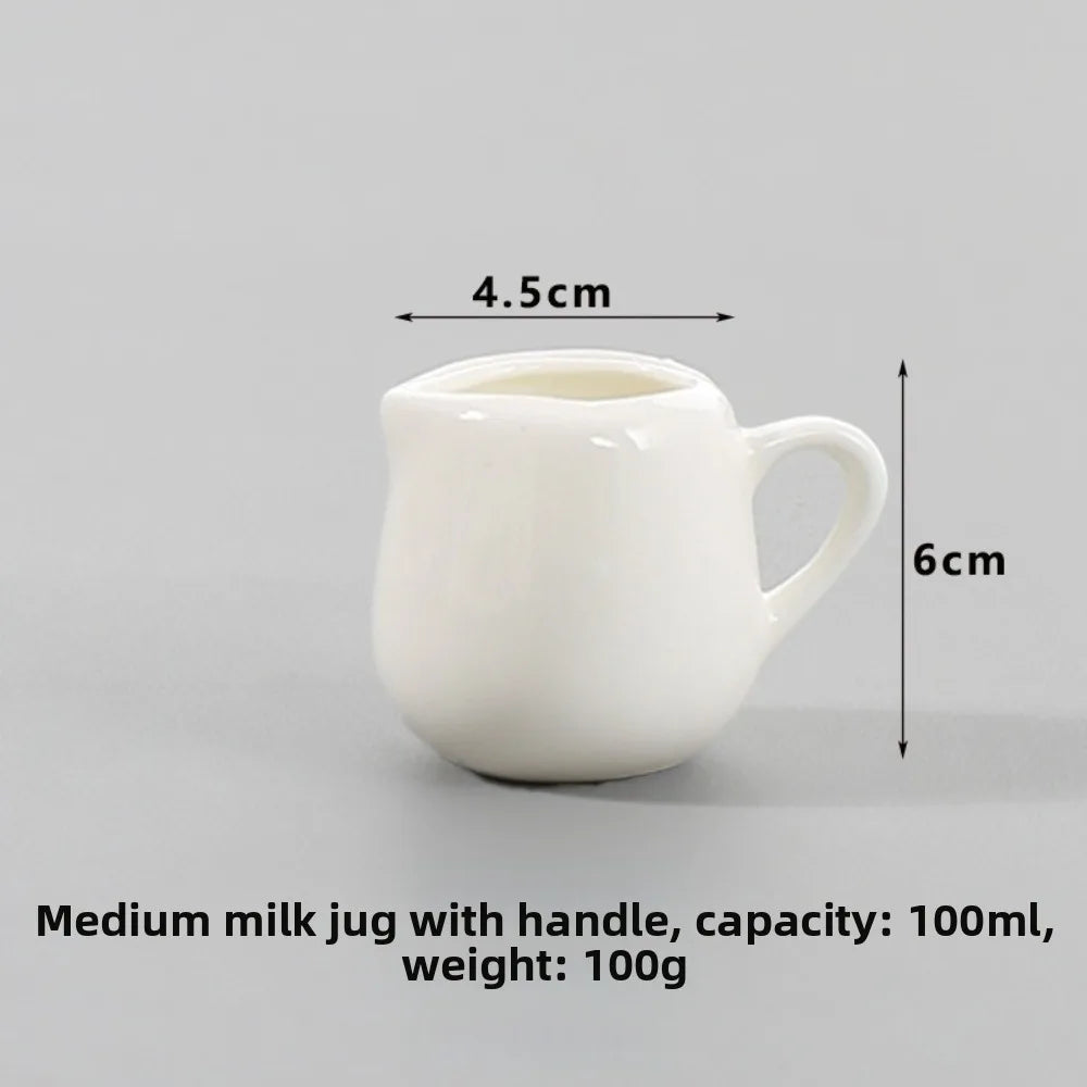 White Ceramic Creamer Pot – Mini Milk & Seasoning Jar