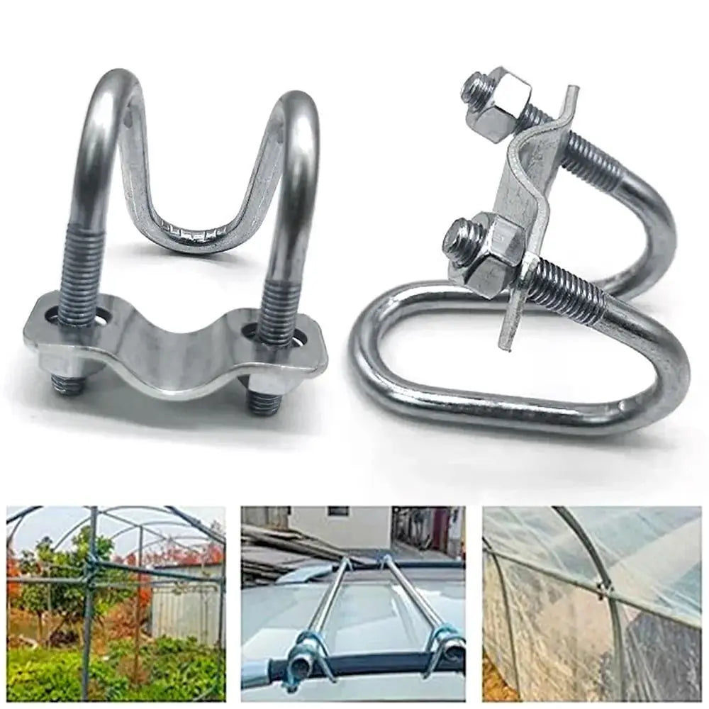 Galvanized Double U Cross Pipe Clamp M8 Screw – 20 to 50mm