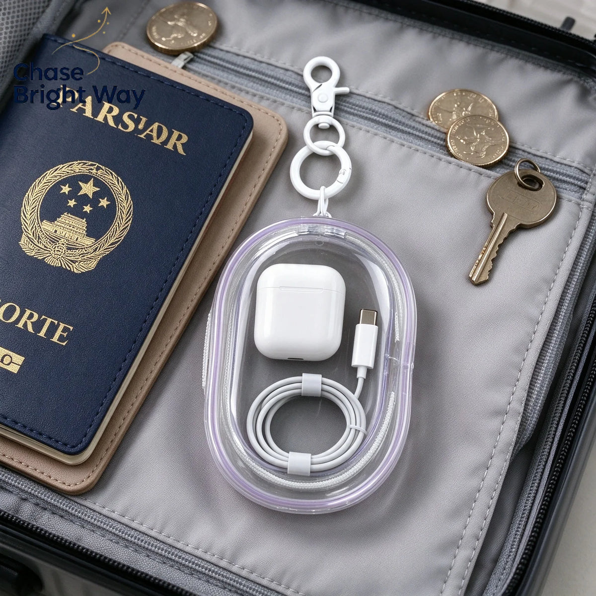 Transparent Zipper Keychain Storage Bag – Portable Jewelry Organizer