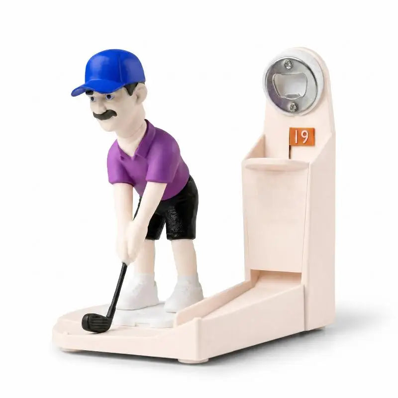 Golfer Shaped Bottle Opener with Cap Collector | Bar Decor