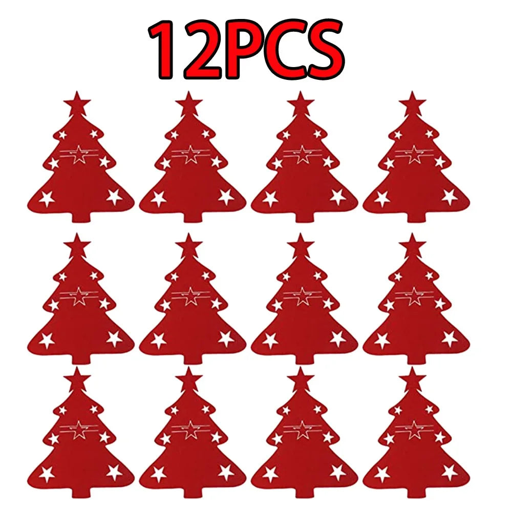 Christmas Felt Cutlery Holders – Tree & Reindeer, 12-Pack