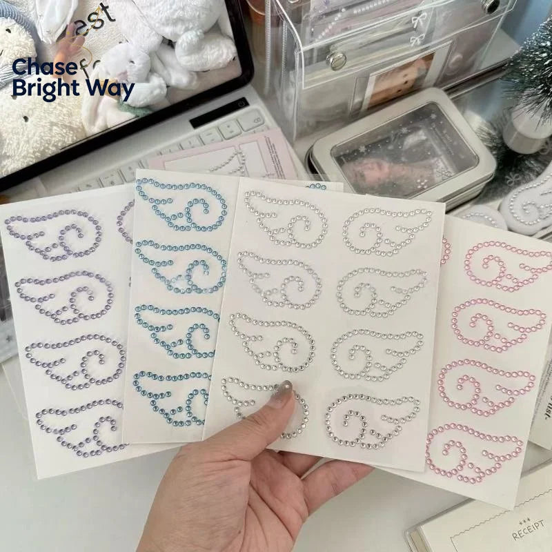 3D Crystal Angel Wings Rhinestone Stickers – 5 Sheet DIY Pack