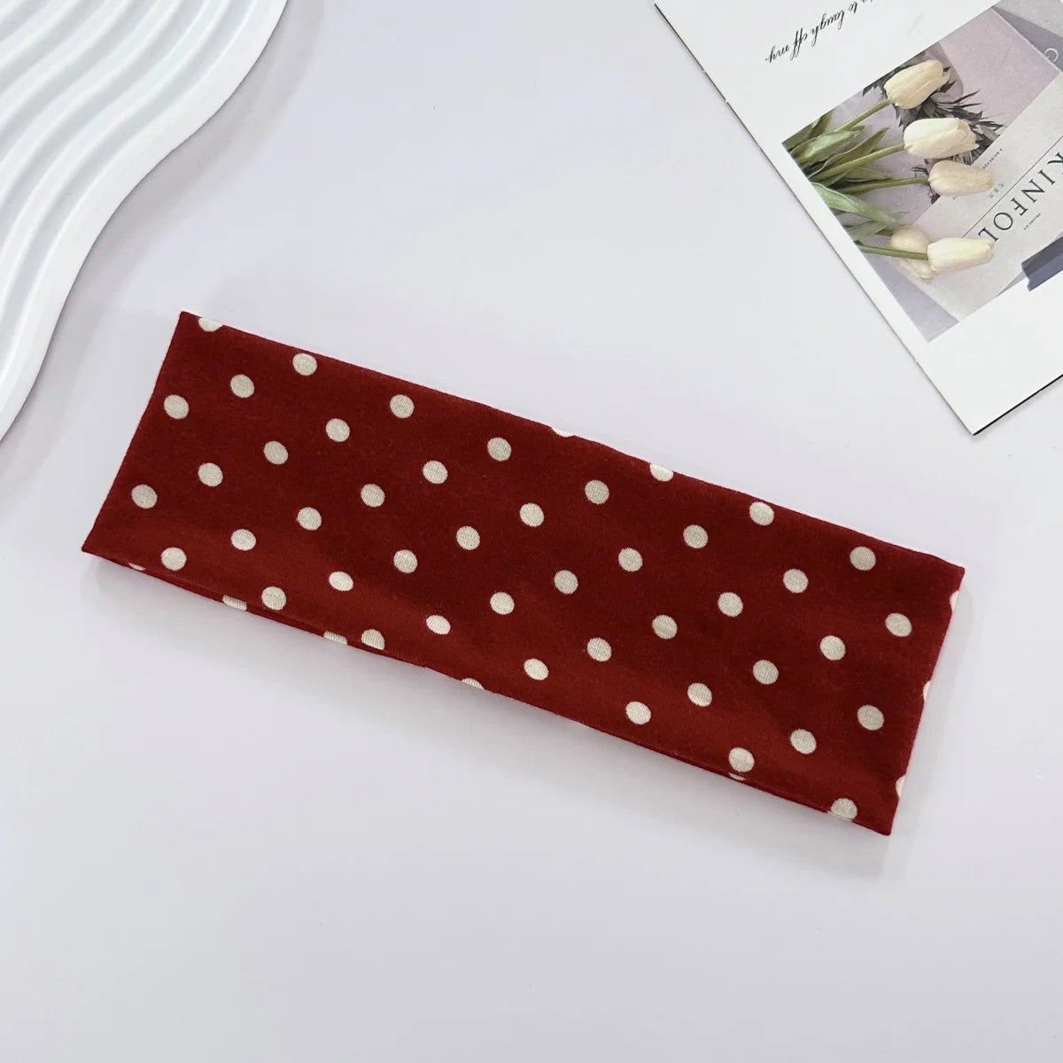 Y2K Boho Polka Dot Wide Headband – Women's Stretch Hair Wrap